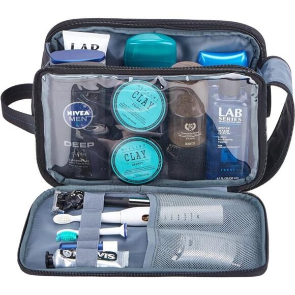 Toiletry Bag for Men, Extra Large Water-resistant Dopp Kit with Double Side - Picture 2 of 7